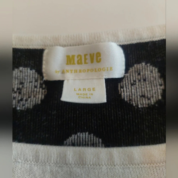 Anthropologie Maeve Ivory Tank Black Raised Polka-dot Size Large - Picture 3 of 7
